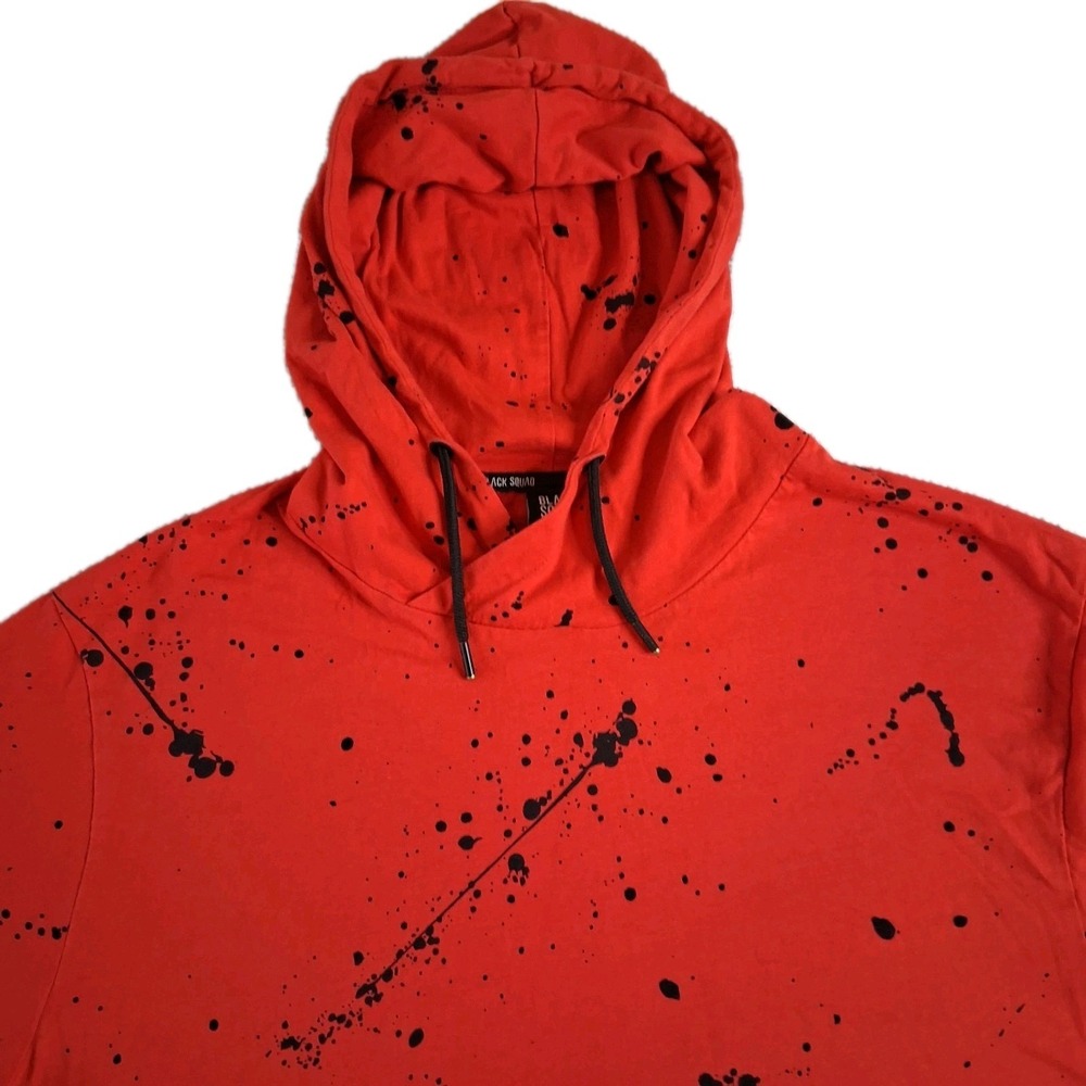 BLACK SQUAD Hoodie Men's XXL Red w/ Black Paint Slatter Graphic Skate Basketball - Picture 5 of 16